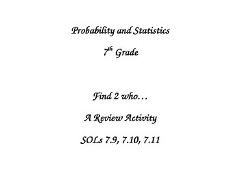 Preview of Probability and Statistics SOL REVIEW 7th Grade