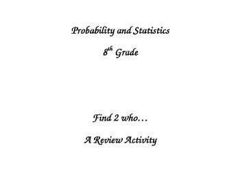 Preview of Probability and Statistics SOL REVIEW 8th Grade