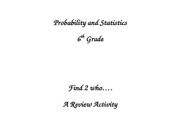 Preview of Probability and Statistics SOL review 6th Grade