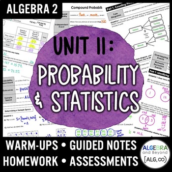 Preview of Probability & Statistics Unit - Guided Notes, Homework, Assessments - Algebra 2