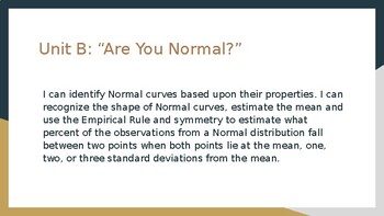 Preview of Probability and Statistics Unit B Normal Distribution