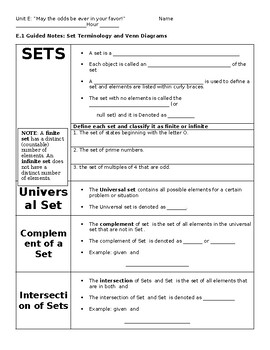 Preview of Probability and Statistics Unit E Probability Notes and Practices