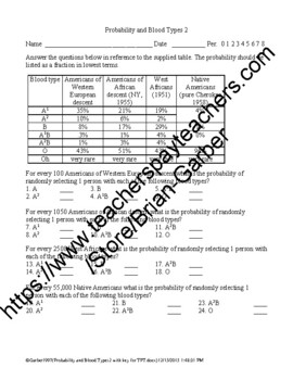 Preview of Probability and blood types 2