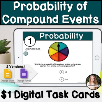 Preview of Probability of Compound Events Digital Task Cards