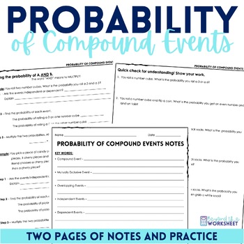 Preview of Probability with Compound Events Worksheet | Notes & Examples