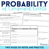 Probability with Compound Events Worksheet | Notes & Examples