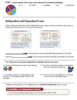 Preview of Probability of Independent & Dependent Compound Events Notes Sheet