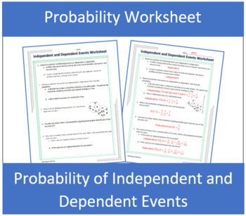 Preview of Probability of Independent and Dependent Events Worksheet