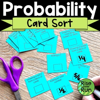 Preview of Simple Probability Card Sort Practice Activities for 7th Grade