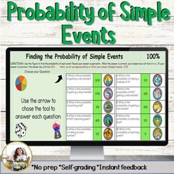 Preview of Probability of Simple Events Digital Self-checking Activity | Distance Learning