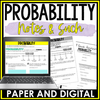 Preview of Probability of Simple Events Guided Notes Homework Warm Ups Exit Tickets