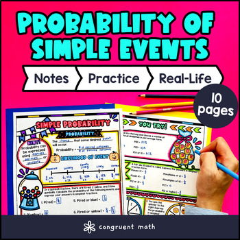 Preview of Probability of Simple Events Guided Notes w/ Doodles | Simple Probability Notes