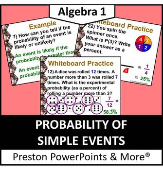 Preview of Probability of Simple Events in a PowerPoint Presentation