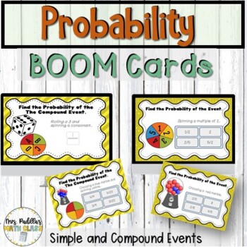 Preview of Probability of Simple and Compound Events Boom Cards | Distance Learning