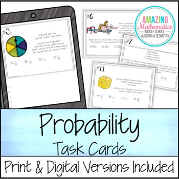 Preview of Probability of Simple and Compound Events - Task Cards - PDF & Digital