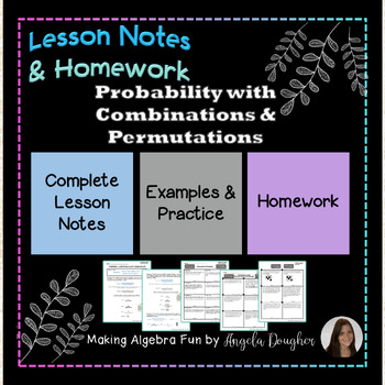 Preview of Probability using Combinations & Permutations Notes & Homework Google Slides