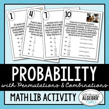 Preview of Probability with Permutations and Combinations | Math Lib Activity