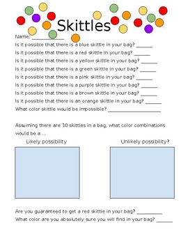 Preview of Probability with Skittles