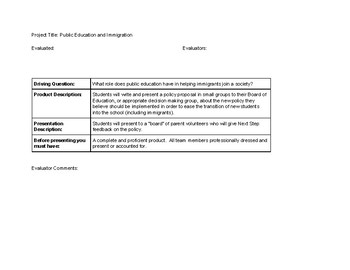 Preview of Problem Based Learning: Public Education and Immigration Policy