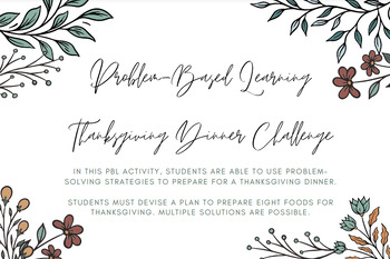 Preview of Problem-Based Learning Thanksgiving Dinner Challenge
