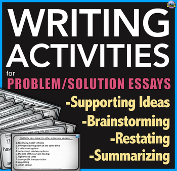 Preview of Essay Writing Task Cards with Practice Activities for Problem Solution Writing
