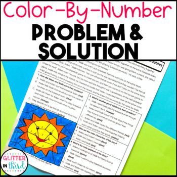 Preview of Problem & Solution Passages Reading Comprehension Worksheets Color By Number