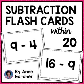 Preview of Subtraction Facts to 20 Flashcards for 1st & 2nd Grade Math Fact Fluency {RTI +}