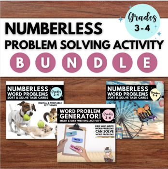 Preview of Problem Solving Activity Bundle: Numberless Sorts & Math Story Starters 3 4