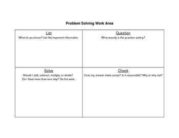 Preview of Problem Solving Chart for Math Word Problems