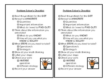 Preview of Problem Solving Checklist