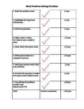 Preview of Problem Solving Checklist and Rubric