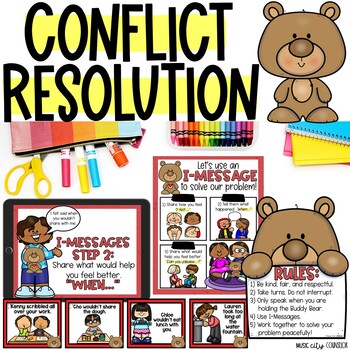 Preview of Problem-Solving, Conflict Resolution, & I-Messages Digital & Printable Lesson