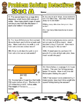 Problem Solving Detectives Worksheets-Set 3-Math Word Problems-Test Prep