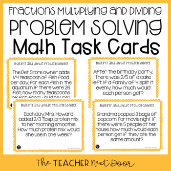 Preview of 5th Grade Fraction Multiplication and Division Problem Solving Task Cards