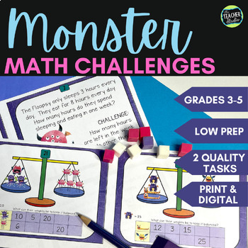 Preview of Monster Math Problem Solving Activites - Algebraic Reasoning -Print and Digital