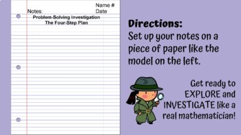 Preview of Problem-Solving Investigation - The Four Step Plan - Notes PowerPoint
