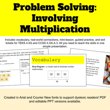 Preview of Multi-Step Problem Solving involving Multiplication (Editable PPT Version)