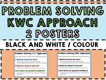 Preview of Problem Solving: KWC Approach - 2 posters - know, wonder, special conditions