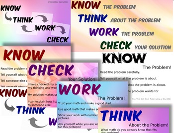 Preview of Problem Solving  Know Think Work Check  Common Core  from Johnnie