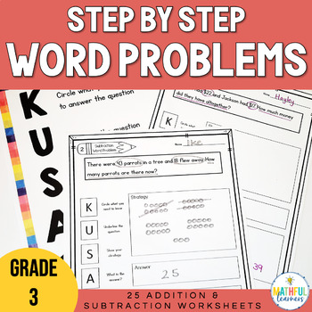 Preview of Step by Step Word Problems Worksheets - Addition & Subtraction Problem Solving