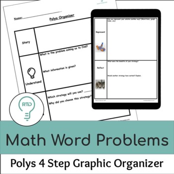 Preview of Word Problem Solving | Polya 4 Step Graphic Organizer | Digital and Print
