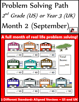 Preview of September Problem Solving Path: Real Life Word Problems for 2nd Grade / Year 3