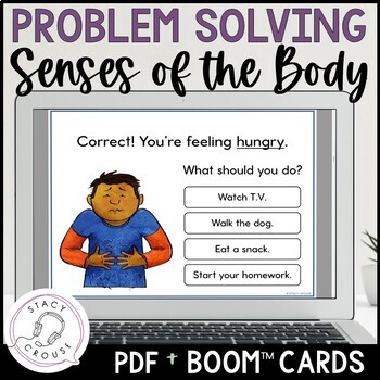 Preview of Problem Solving Interoception Body Sensations Interactive PDF + Boom™ Cards