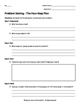 Preview of Math Rubric - Word Problem Rubric & Student Plan