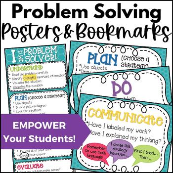 Preview of Math Problem Solving Process Posters & Bookmarks for Upper Elementary Grades 3-5
