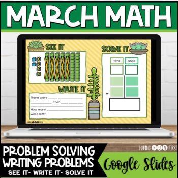 Preview of Problem Solving Representions | Digital Math Centers | MARCH | Google Slides