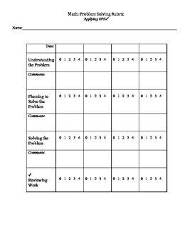 Preview of Problem Solving Rubric