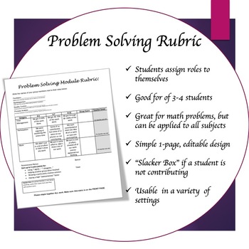 Preview of Problem Solving Rubric