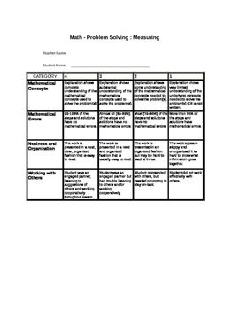 Preview of Problem Solving Rubrics