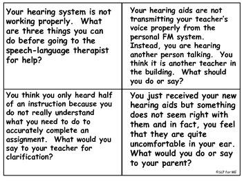 Problem Solving Scenarios For Self Advocacy Students With Hearing Loss